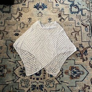 Chico's White Crochet Knit Poncho